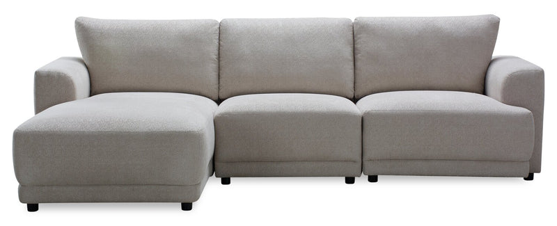 Voyage Modular 3-Piece Left-Facing Fabric Sectional with Removable Back Cushions – Beige