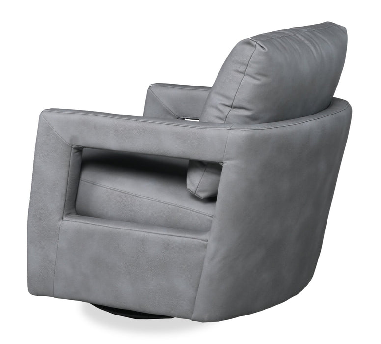 Ever 28\" Swivel Leather-Like Fabric Accent Chair – Grey