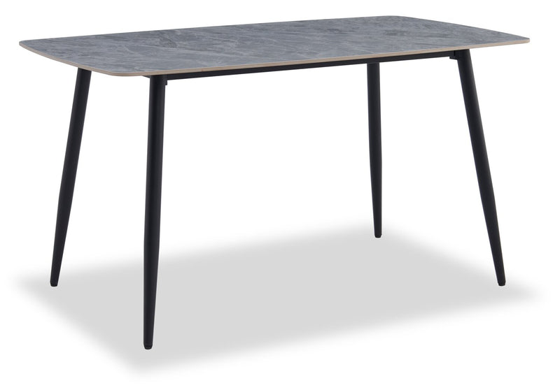 Arlo 7pc Dining Set with Table & 6 Charcoal Chairs, Sintered Stone & Metal, 55\"W - Charcoal & Grey/Black