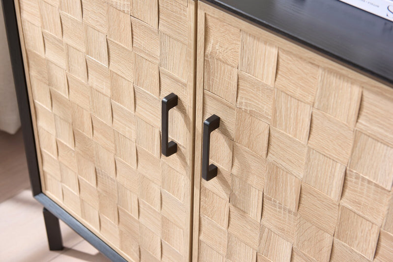 Alenna 36\" 2-Door Accent Cabinet - Black with Weathered White Doors