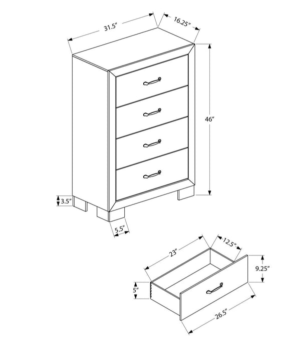 Ethan Bedroom Chest of Drawers, 4-Drawer, 32\"W x 46\"H - Rustic Brown