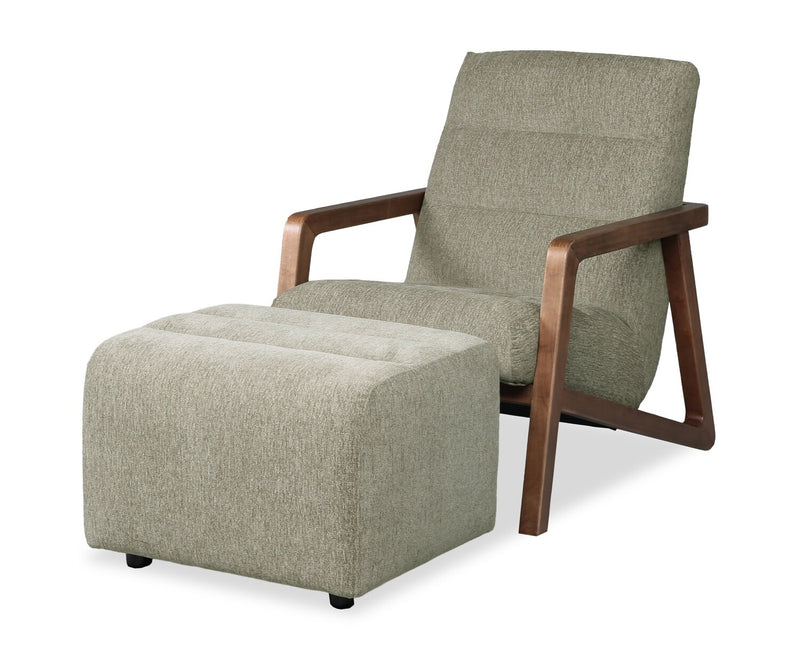 Cove 27\" Chenille Fabric Ottoman – Olive