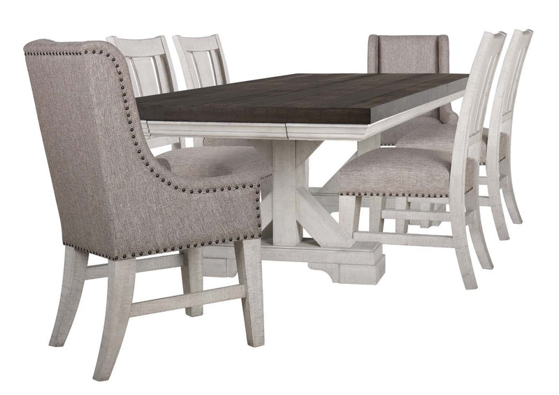 Willow Dining Chair with Cushion Fabric Seat & Nailhead Trim - Rustic White