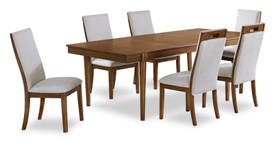 Ember 7pc Dining Set with Table & 6 Chairs, 74-92"W - Grey & Brown | Ensemble de salle à manger Ember 7 pièces avec table de 74 po à 92 po (L) et 6 chaises - gris et brun