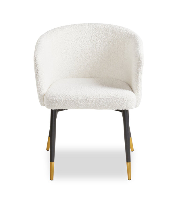 Gem 5pc Dining Set with Table & 4 Chairs, Glass Top & Metal Base, 55\"W Round - Gold & White