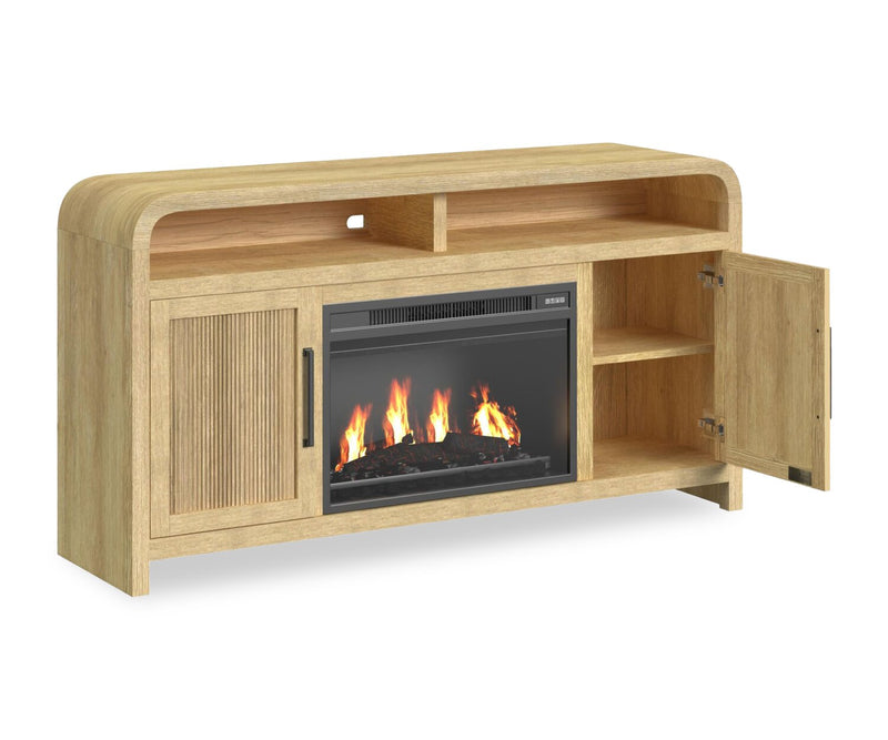 Lenore 60\" Electric Fireplace TV Stand with Storage - Natural