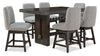 Metro Counter Height 7pc Dining Set with Table & 6 Chairs, Built-in Wine Rack, 66\"W - Brown/Beige