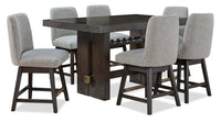 Metro Counter Height 7pc Dining Set with Table & 6 Chairs, Built-in Wine Rack, 66