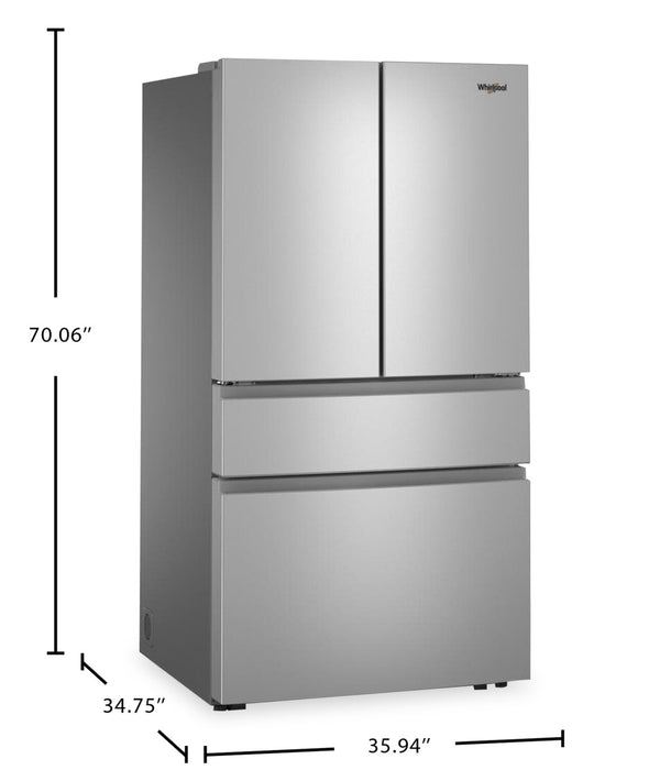 Whirlpool 36\" 30 Cu. Ft. French Door Refrigerator – Fingerprint Resistant Stainless Steel - WRMF3336SZ
