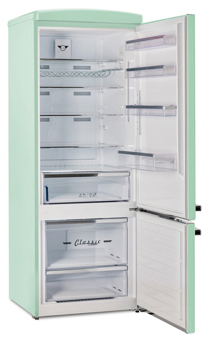 Unique Classic Retro 28\" 17 Cu Ft. Bottom Mount Refrigerator - Green - UNQ-455L LG AC
