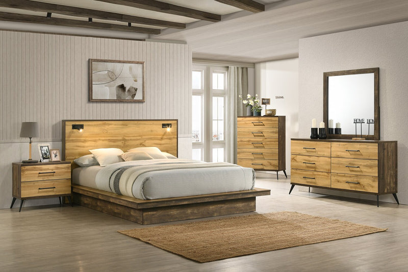 Silas Bedroom 6-Drawer Dresser, 64\"W x 33.4\"H - Rustic Brown
