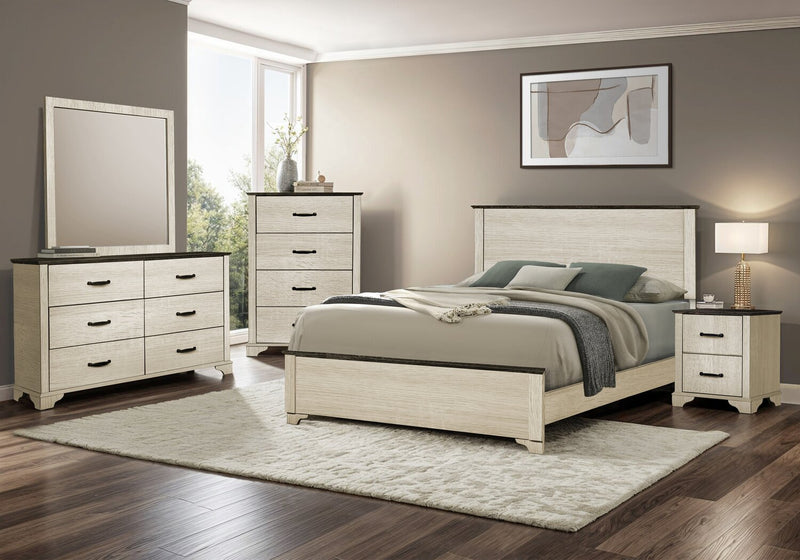 Clara Bedroom 6-Drawer Dresser, 59\"W x 34\"H - Bleached Oak & Brown