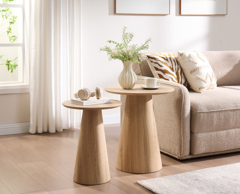 Sloane 19.5\" 2-Piece Round Accent Table – Weathered White 