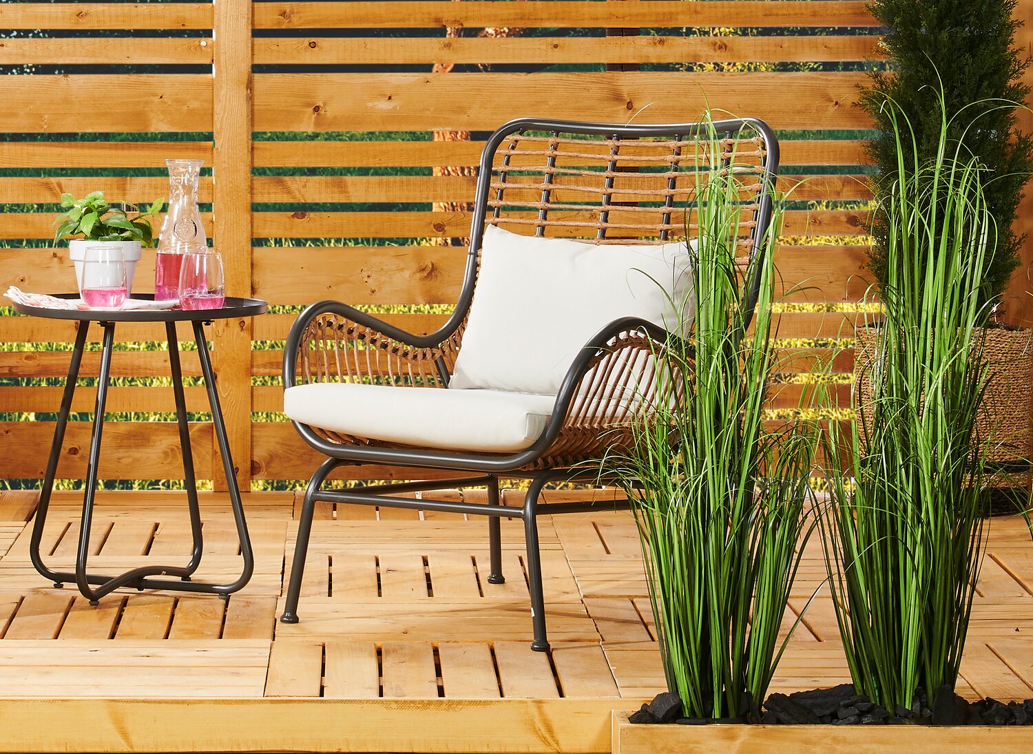 Maki Outdoor Patio Chair Hand-Woven Resin Wicker, UV Weather