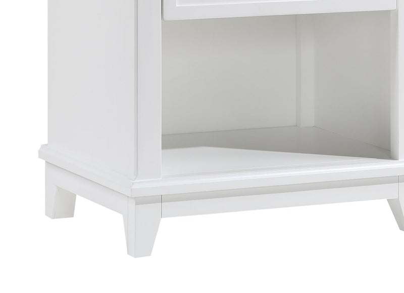 Quinn Bedside 1-Drawer Nightstand with Shelf, 24\"W x 26\"H - White