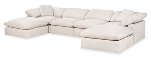 Eclipse 6-Piece Linen-Look Fabric Modular Sectional with 2 Ottomans - Linen