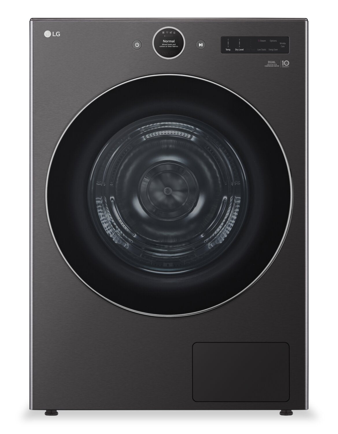LG 7.8 Cu. Ft. Heat Pump Dryer Black Steel Stackable DLHC6702B