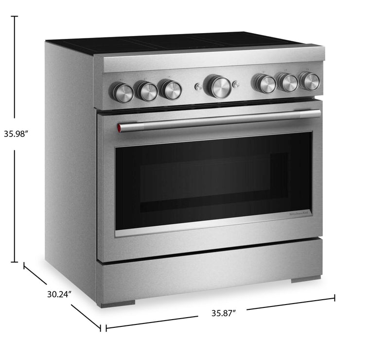 KitchenAid 36\" 5.1 Cu. Ft. Freestanding Induction Range with No Preheat Air Fry – Stainless Steel - KFIS936SSS