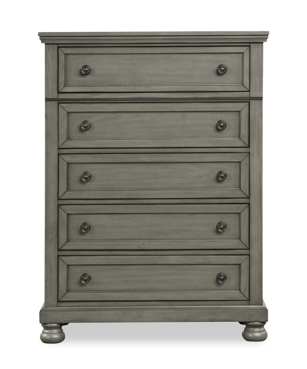 Chelsea Bedroom Chest of Drawers, 5-Drawer, 38"W x 52"H - Grey - The Brick Chelsea Bedroom Chest of Drawers, 5-Drawer, 38"W x 52"H - Grey - The Brick