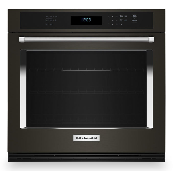 KitchenAid 27\" 4.3 Cu. Ft. Electric Single Wall Oven with True Convection - Black Stainless Steel PrintShield™ - KOES527PBS