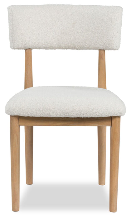 Jolie 5pc Dining Set with Table & 4 Chairs, Marble-Look Top, Melamine, 45\"W Round - White & Oak Brown