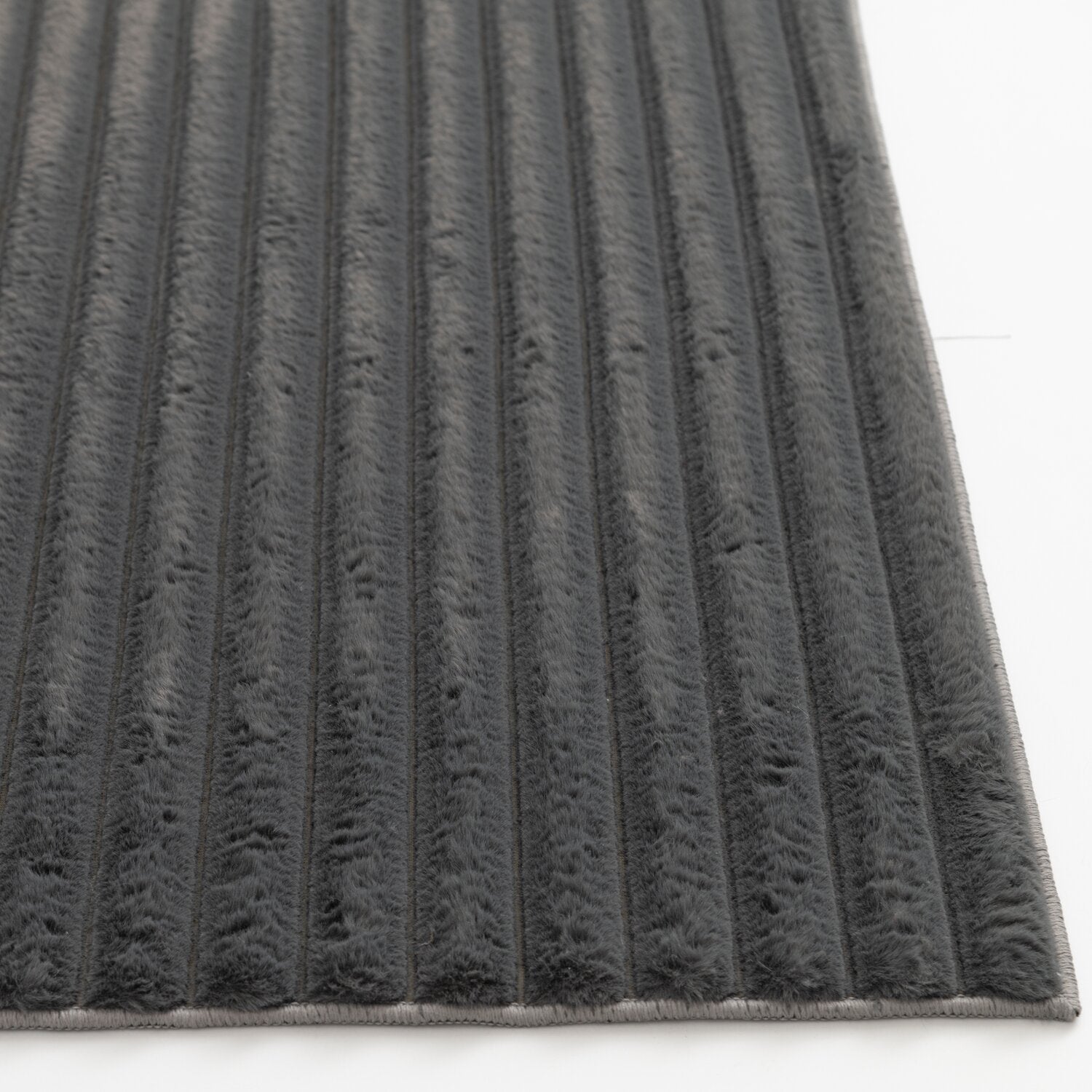 Channel Area Rug Dream Step Memory Foam Channel Dark Grey Faux Fur Area Rug - 5' x 7 ...