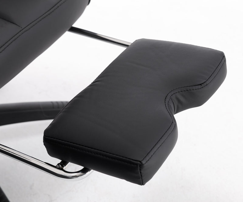 Tommy 28.7\" Faux Leather Adjustable Office Chair with Footrest and Adjustable Arms – Black 