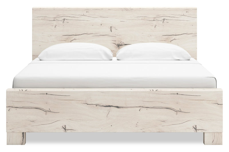 Derekson 5pc Bedroom Set with Panel Bed, Dresser & Mirror, Rustic White  - King Size
