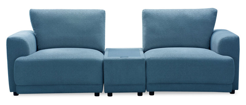 Voyage Modular 3-Piece Fabric Sectional with Console and Removable Back Cushions – Blue
