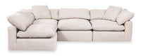 Eclipse Modular 4-Piece Linen-Look Fabric Pit Sofa Sectional with Reversible Feather Down Cushions - Linen White 