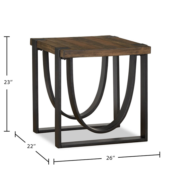 Brewer 26” Industrial Solid Wood End Table - Rustic Honey