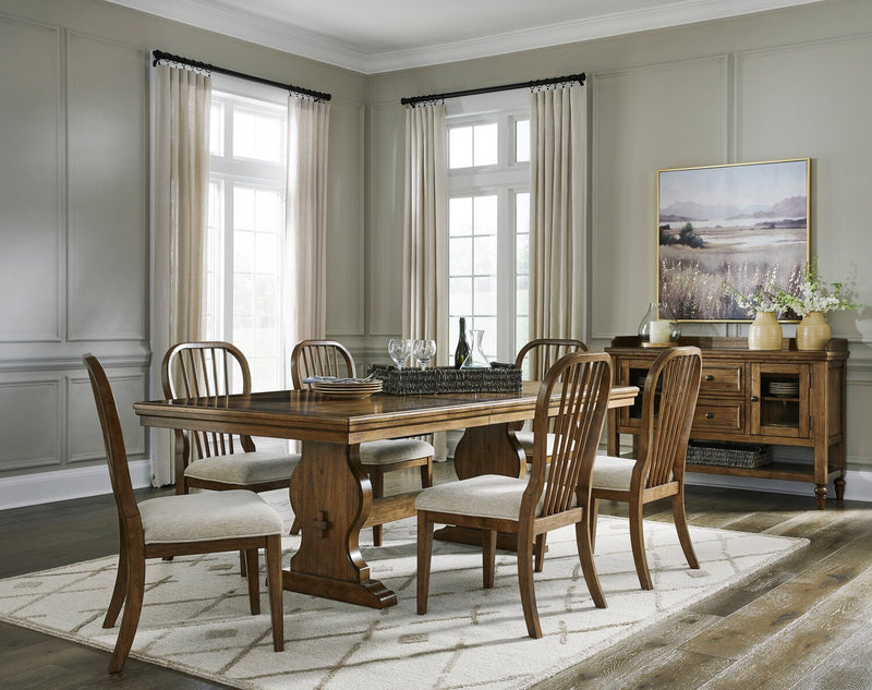 Clara Dining Chair with Polyester Fabric, Spindle-Back - Brown