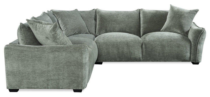 Reflect 3-Piece Chenille Fabric Sectional with Reversible Back Cushions - Green