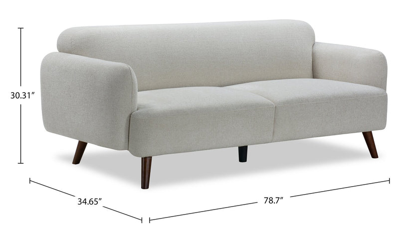 Sadie 78.7\" Fabric Sofa with Rubberwood Legs – Beige 