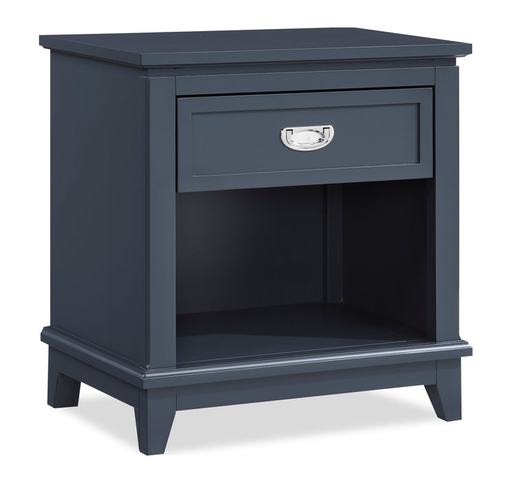 Quinn Bedside 1-Drawer Nightstand with Shelf, 24\"W x 26\"H - Blue
