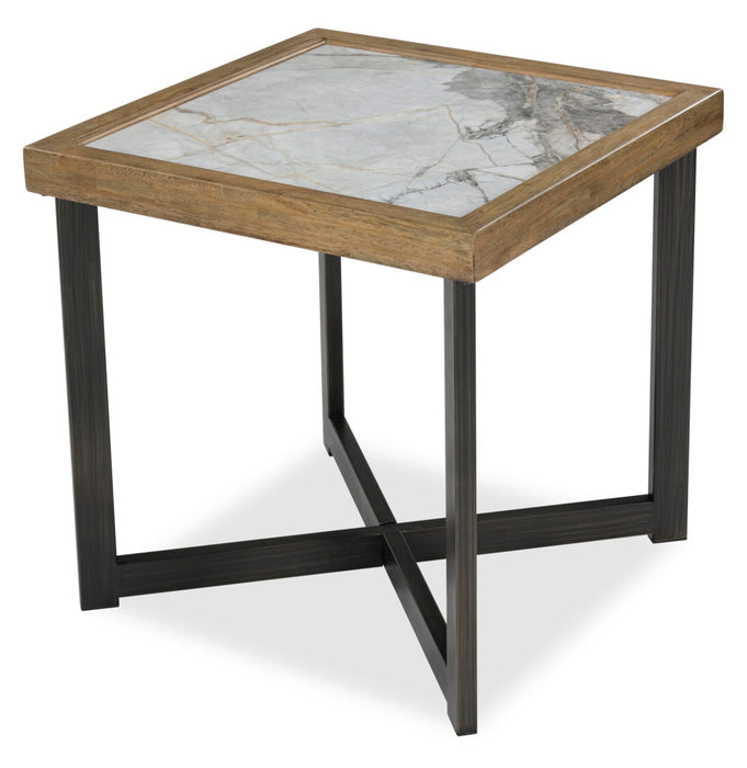 Marina 25” Contemporary End Table with Stone Tile - Natural