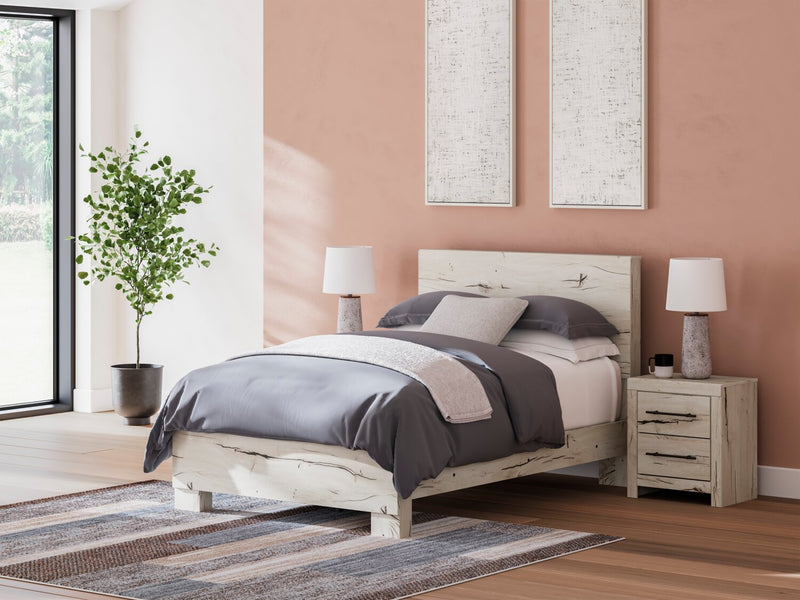 Derekson 6pc Bedroom Set with Panel Bed, Dresser, Mirror & Nightstand, Rustic White - Full Size