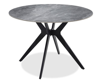 Luka Dining Table with Sintered Stone Top, Metal Base - 43.5"W Round – Grey | Table de salle à manger Luka avec dessus en pierre frittée et base en métal - 43,5 po (L), ronde - gris