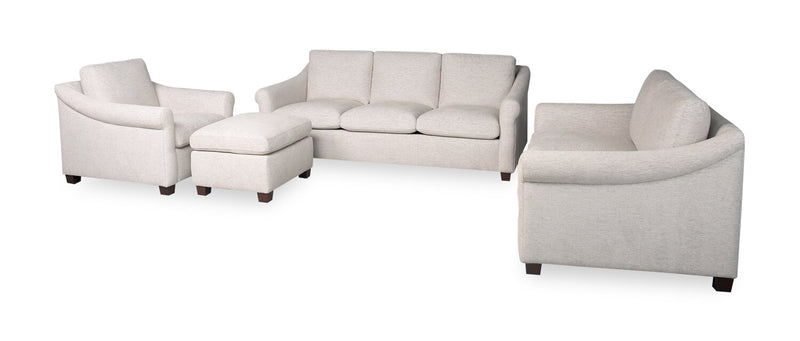 Mallie 36\" Chenille Fabric Chair with Rolled Arms and Wood Legs - Shell White