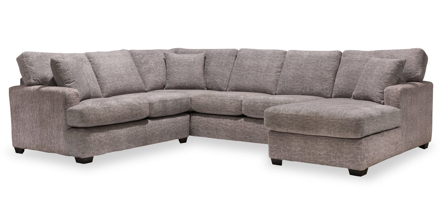 THREE CORNERED~THE BRICK’S TONE BEST Made in Canada Luxe 3-Piece Right-Facing Fabric Sectional