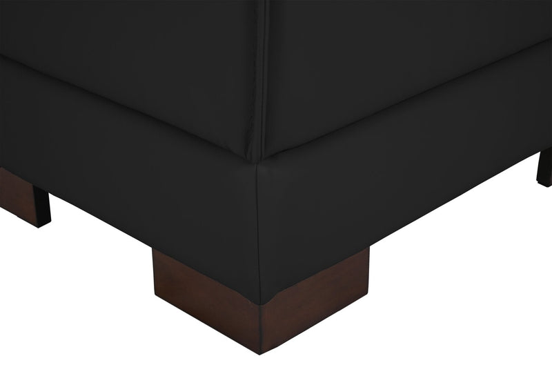 Citadel 2-Piece Right-Facing Top-Grain Genuine Leather Sectional with Wood Legs - Black