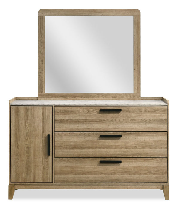 Sable 6pc Bedroom Set with Bed, Dresser, Mirror & Nightstand, Light Brown - King Size