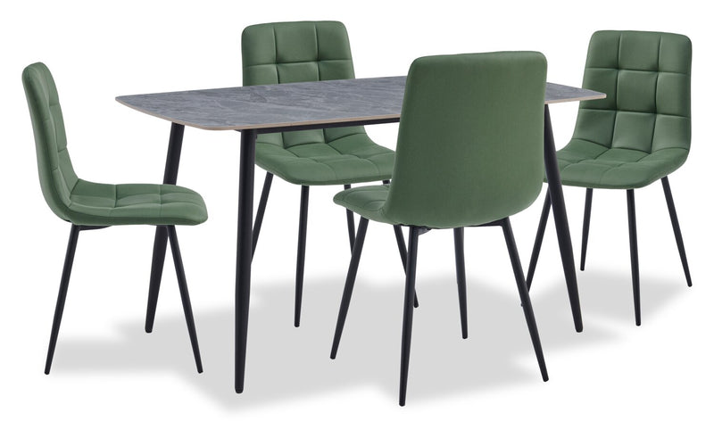 Arlo Dining Chair with Cushion Fabric Tufted Seat & Back, Metal – Green