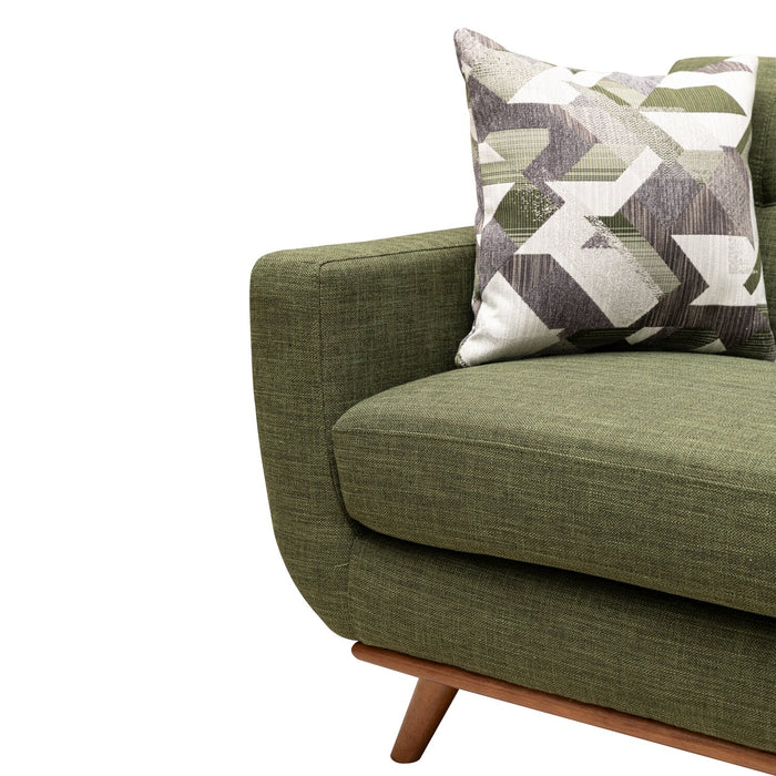 Kort & Co. Freeman 80” Linen-Look Fabric Condo Size Sofa with Wood Legs - Avocado Green