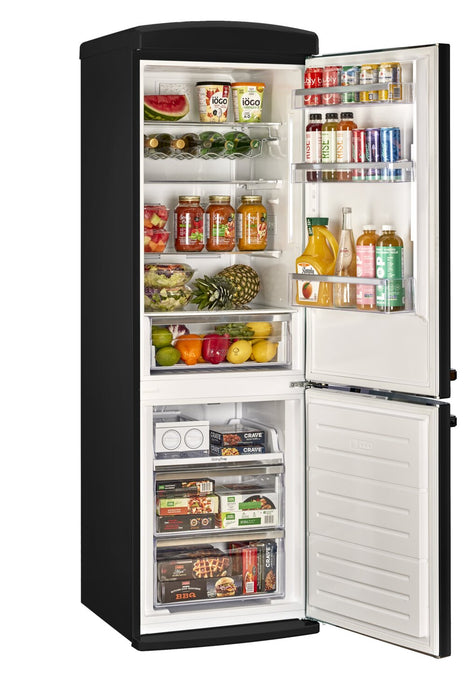 Classic Retro by Unique 24\" 12 Cu. Ft. Bottom-Freezer Refrigerator - Matte Black - UGP-340L MB AC