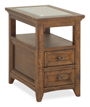 Hanson 15” Traditional Pine Chairside Table with Storage - Toasted Nutmeg