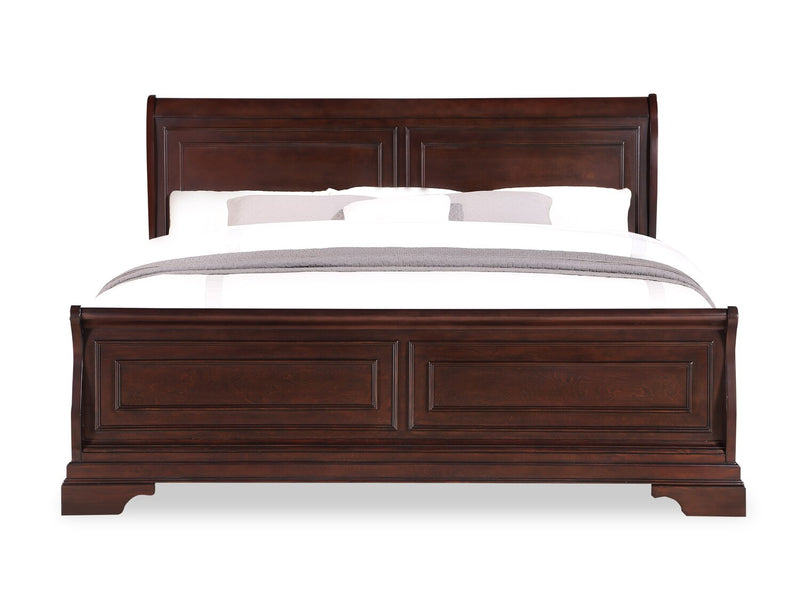 Marco 5pc Bedroom Set with Bed, Dresser & Mirror, Cherry Brown - King Size