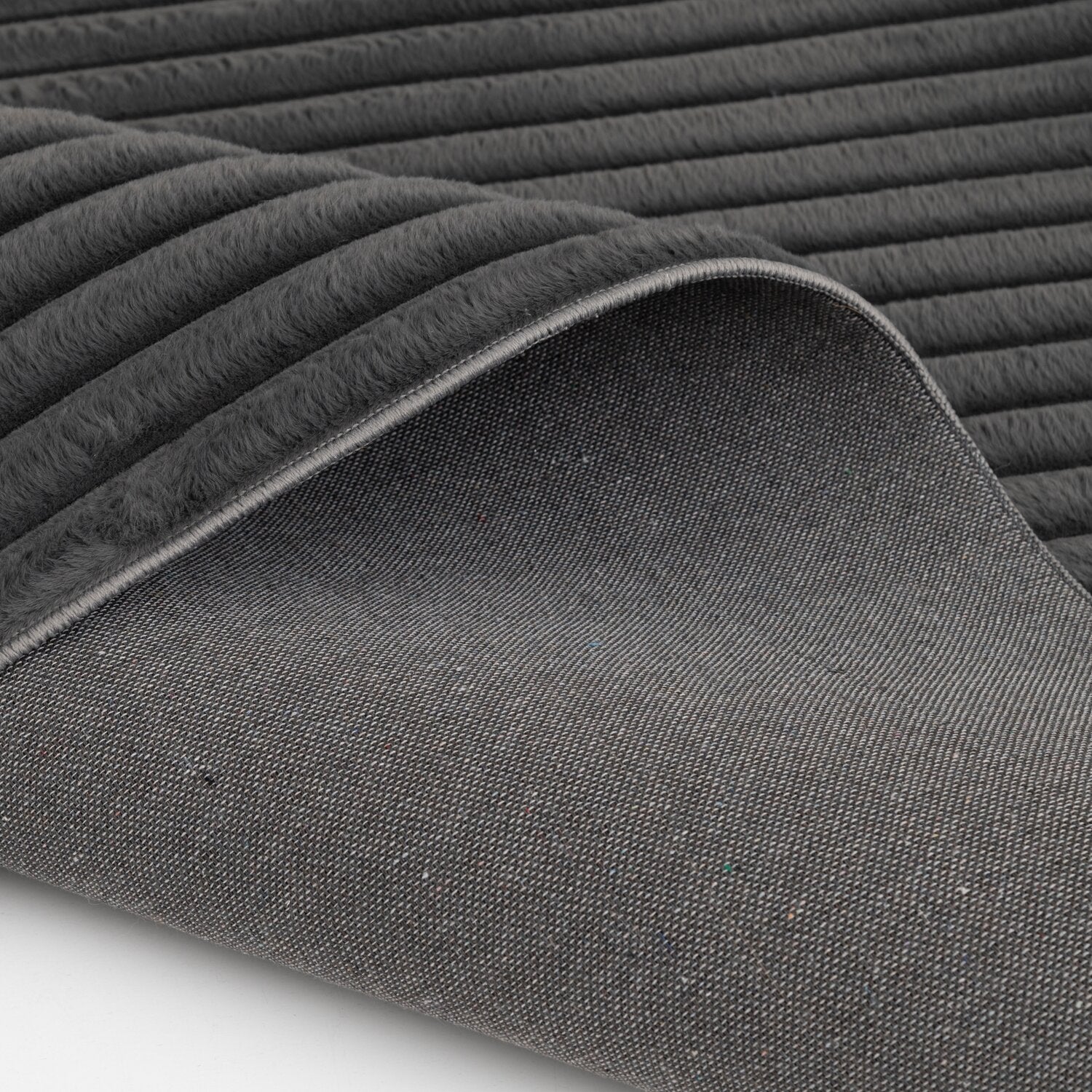 Channel Area Rug Dream Step Memory Foam Channel Dark Grey Faux Fur Area Rug - 5' x 7 ...