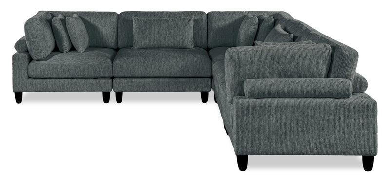 Lounge 5-Piece Chenille Modular Sectional – Grey
