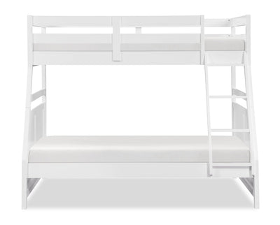 Quinn Bunk Bed with Ladder & Guard Rail for Kids, White - Twin/Full | Lits superposés Quinn pour enfants avec échelle et garde-corps, blancs - simple et double